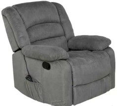 Relaxzen Rocker Recliner Heat Massage Chair Gray Microfiber 9 Modes USB Charger - £455.05 GBP