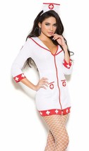 Nurse Costume Mini Dress Hat Zipper Front Retro Collar Pockets Cross 99001 - £30.52 GBP
