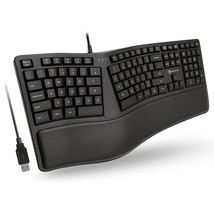 Ergonomic Keyboard Wired With Wrist Rest - Type Comfortably Longer - Usb... - £72.34 GBP