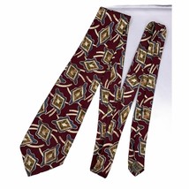 Robert Talbott Studio Tie 100% Silk Tie Burgundy With Multi-Color Geometric - £10.27 GBP