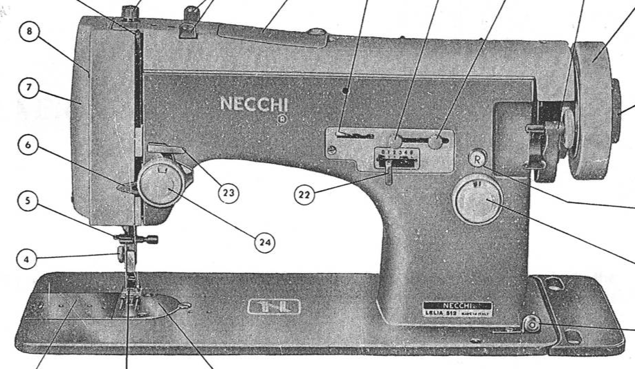 Necchi Lelia 515 514 513 512 manual instructions enlarged hard copy
