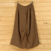 Olive Green Linen Cotton Boho Skirts Women One Size Casual Linen Skirt image 3