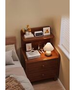 Modern Compact Nightstand  Minimalist Bedroom Storage Cabinet with Shel... - $189.00