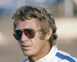 Steve McQueen iconic image wearing Persol sunglasses in racing driver suit 16x20 - £54.81 GBP
