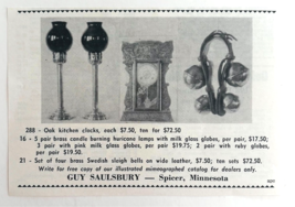 1961 Guy Saulsbury Antiques Shop Advertisement Spicer Minnesota Vintage ... - $372.61 MXN