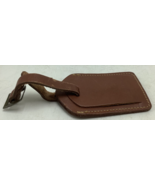 Vintage Brown Genuine Leather Luggage Bag Tag Snap Button w/Buckle Loop - £5.34 GBP