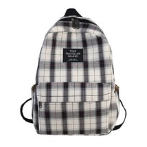 Fashion Plaid Canvas Backpack Boys Girls School Bag Teenager Korean School Backp - £95.35 GBP