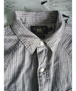 Double Ralph Lauren Mens Line Snap Button Long Sleeve Shirt Size M 100% ... - £45.94 GBP