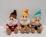 Vintage Disney 8” Plush Mini Bean Bag Grumpy, Happy &amp; Sleepy Dwarves Plu... - $20.69