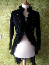 CUSTOM MADE Alexander Mcqueen inspired Lace ruffle trim tailcoat - milit... - £353.07 GBP