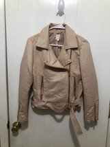 LC Lauren Conrad Runway Faux Suede Moto Jacket SZ 4 Rose Gold Hardware - £15.02 GBP