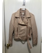 LC Lauren Conrad Runway Faux Suede Moto Jacket SZ 4 Rose Gold Hardware - €16,06 EUR