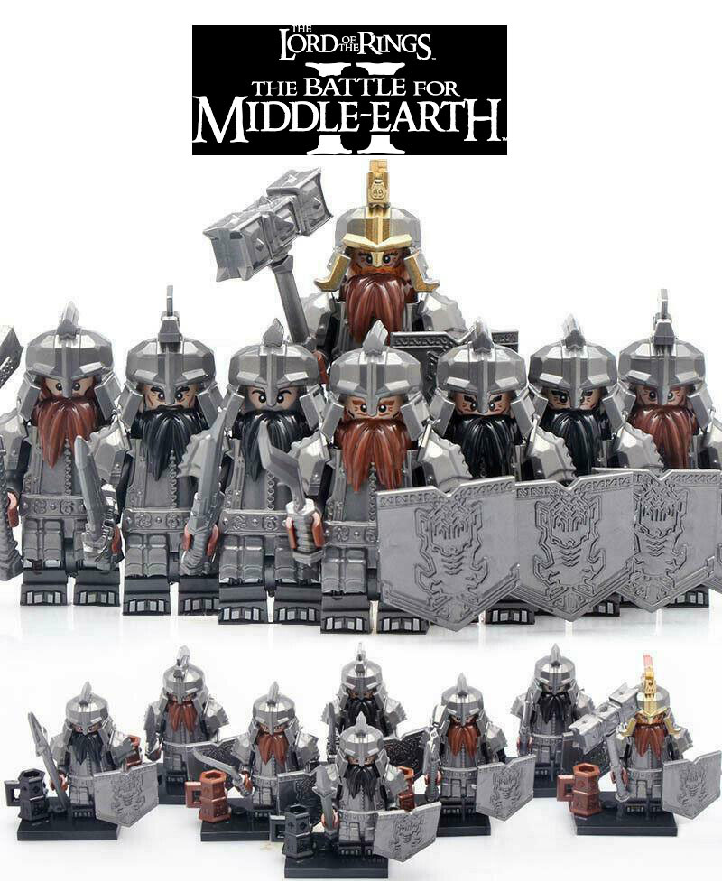 8pcs/set The Hobbit of LOTR Dwarves Warriors with Dain Ironfoot Minifigure Toys