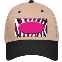 Pink White Zebra Oval Oil Rubbed Novelty Khaki Mesh License Plate Hat - £23.53 GBP
