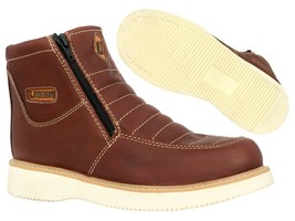 Mens Cognac Work Boots Rubber Sole Anti Slip Oil Resistant Shoes Zipper - £47.94 GBP