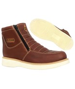 Mens Cognac Work Boots Rubber Sole Anti Slip Oil Resistant Shoes Zipper - £47.95 GBP