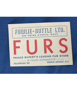 Fowlie-Ruttle LTD. Vintage Furs Cardboard Calling Card *Nice Condition* ... - €8,61 EUR
