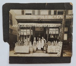 antique PHOTOGRAPH kingston ny RICKBORN &amp; MEYER BUTCHERS GROCER STORE as is - $123.70