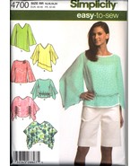 Uncut Size 14 16 18 20 Easy Tops Poncho Simplicity 4700 Pattern Flutter ... - £5.57 GBP