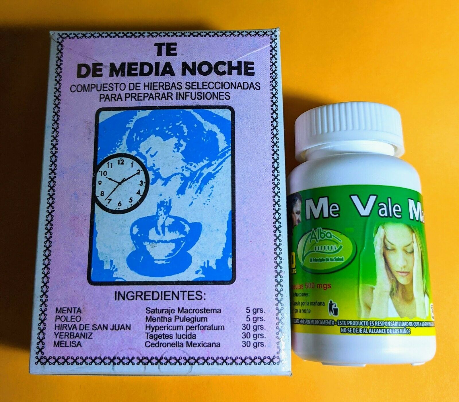 Primary image for Sleep Aid Tea MEDIA NOCHE  & Relaxation Me VALE MADRE Caps Stress FREE Combo