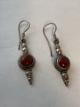 Carnelian Sterling Silver 925 Earrings Red Gemstone Drop Dangle *FREE SH... - £19.71 GBP