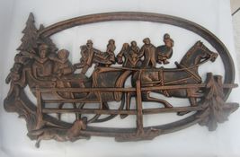 Vtg 1975 Syroco Coppercraft Guild Plastic Xmas Horse &amp; Sleigh Wall Hangi... - £18.87 GBP