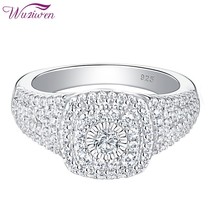 Solid 925 Sterling Silver Halo Round Cut Clust Wedding Engagement Ring For Women - £45.44 GBP