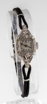 Rima 14k White Gold Diamond Vintage Ladies Dress Watch w/ Cord Band - £841.37 GBP