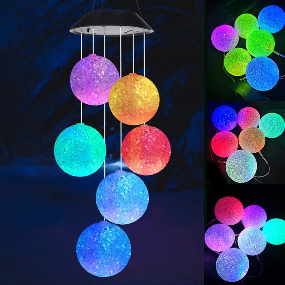 Solar Powered Outdoor LED Solar Round Ball Wind Chime Lamp Garden Lawn scape Hol - $155.72