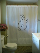 Shower Curtain bunny rabbit Happy Easter tail big ears - £55.05 GBP
