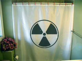Shower Curtain radiation symbol warning sign leak high - £55.05 GBP