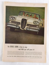 Life Magazine Print Ad 1958 Edsel Convertible Automobile - $11.88
