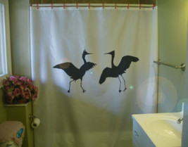 Shower Curtain egrets in mating dance egret bird water - $69.99
