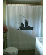 Shower Curtain fishing boat cast line net two men fish - $69.99