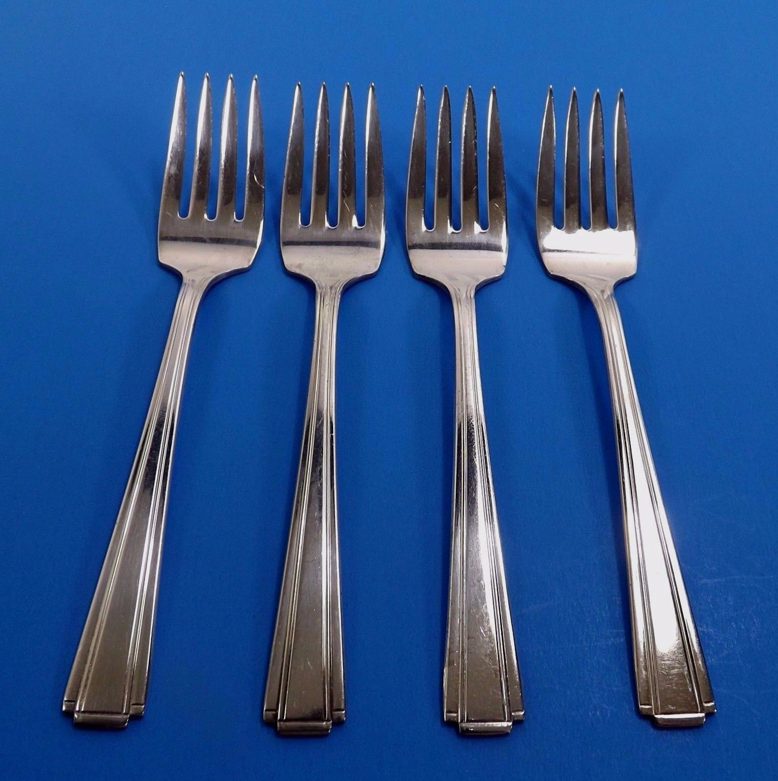 Vintage N.S.CO National Silver Co "NTS59" 4 Silverplate Salad Forks-2 Available - $9.94