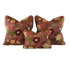 3 Pc Pillow Covers Premier Prints MM Designs Brown Red Green Botanical Floral - $56.99