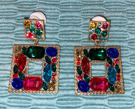 Multicolor Fashion Statement Rhinestone Crystal Women&#39;s  Drop Earrings - £7.11 GBP