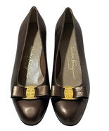 Salvatore Ferragamo Italy Vara Copper Bow Leather Slip On Shoes Pumps 9 ... - $2,622.15 MXN