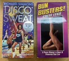 Richard Simmons Disco Sweat and Bun Busters Legs VHS 2 tapes Goodtimes Video Lot - £5.16 GBP