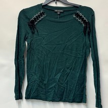 INC Womens S Hunter Forest Green Lace Up Shoulders Long Sleeve Sweater N... - £23.64 GBP