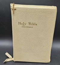 Vtg Holy Bible Concordance Red Letter King James 1945 Brass Cross Zipper... - $15.45