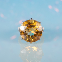 16.5Ct Huge Natural Citrine Ring - Luxury Design Fine Jewelry - Round Cut Ring - £241.58 GBP