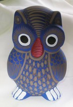 Unique Handmade 8&quot; Clay Owl Piggy Bank Figurine Mexican Folk Art OB3 - £20.24 GBP