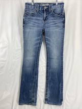 BKE Buckle Aiden Bootleg Jeans Blue Denim Men&#39;s Size 30L Whiskered Faded - £25.28 GBP