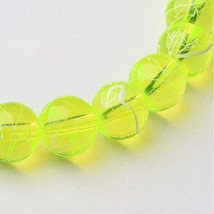 50 Graffiti Glass Beads 8mm Neon Yellow Bulk Jewelry Supplies Speckled White - £3.54 GBP