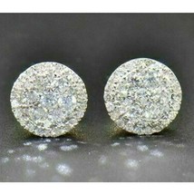 1.25Ct Rund Schliff Labor Erstellt Diamant Cluster Ohrstecker 14K Weiß Vergoldet - £64.25 GBP