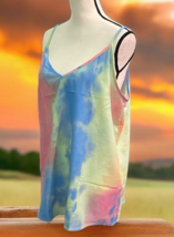 TECREW Womens Tie Dye V Neck Tank Top Blouse Size L Summer Sleeveless - $10.78