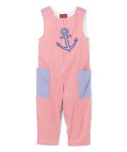 NEW Lil Cactus Nautical Anchor Star Baby Boys Red Overalls Romper 4th of July - £6.74 GBP