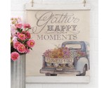 "Gather Happy Moments" Loose Hanging Canvas Sign With Blue Truck - $18.71