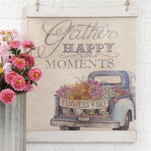 &quot;Gather Happy Moments&quot; Loose Hanging Canvas Sign With Blue Truck - £19.53 GBP